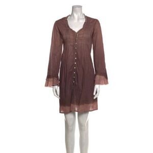 caravana authentic purple mauve v neck long sleeve mini shirt dress medium